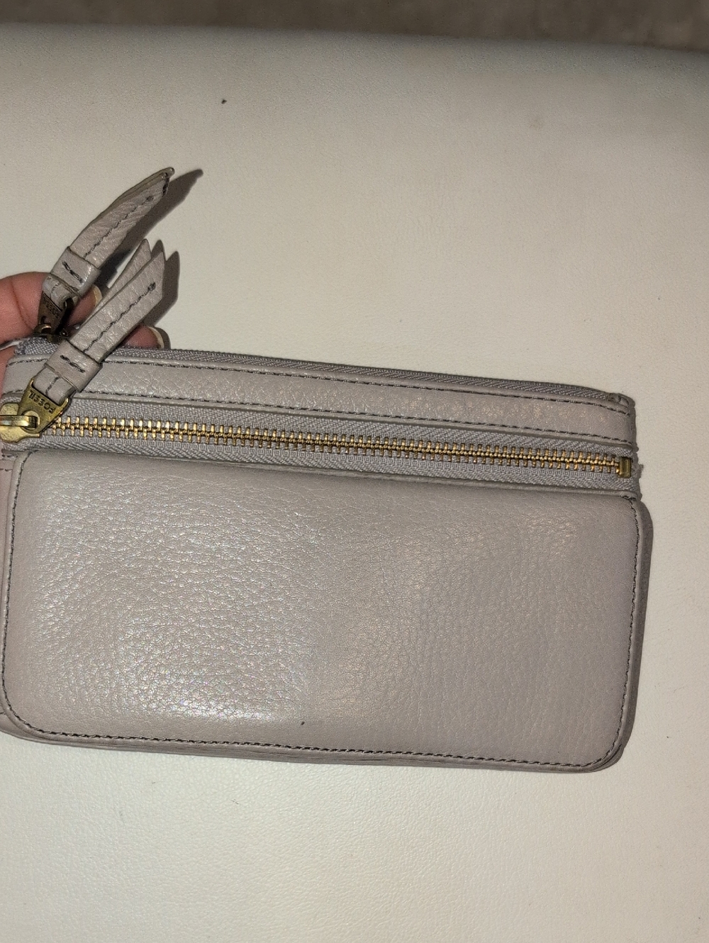 Fossil Clutch Or Wallet in Light Gray Leather